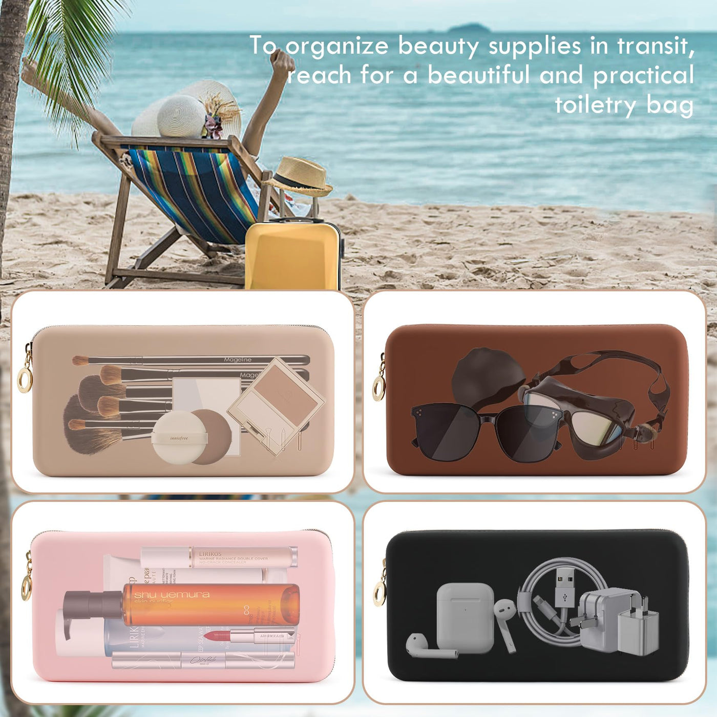 Porte-pinceau de maquillage, sac cosmétique portable, organisateur de pinceau de maquillage pour le voyage, grand sac de maquillage, sac cosmétique organisateur