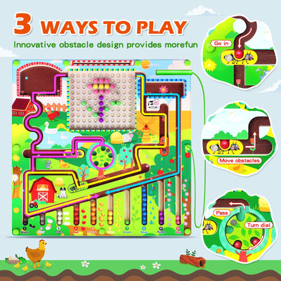 Jouet labyrinthe magnétique, jouet en bois chiffres et couleurs, jouet d'apprentissage, jouet de motricité
