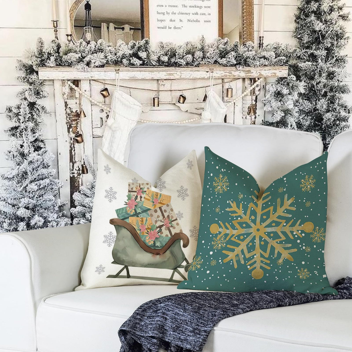 Cushion cover set of 4 cushion cover Christmas cushion covers decorative cushions linen cushion covers for decoration Christmas sofa