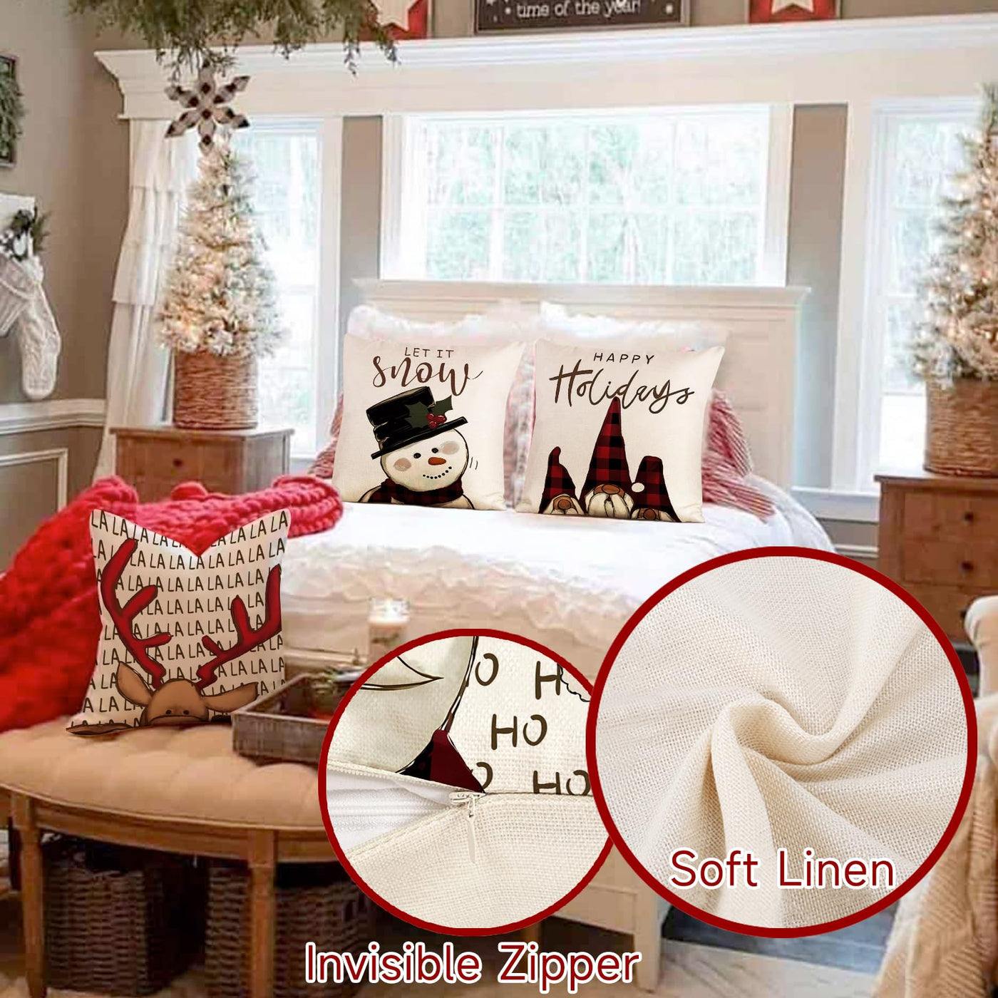 Christmas cushion cover set of 4 cushion covers decorative cushions linen cushion covers