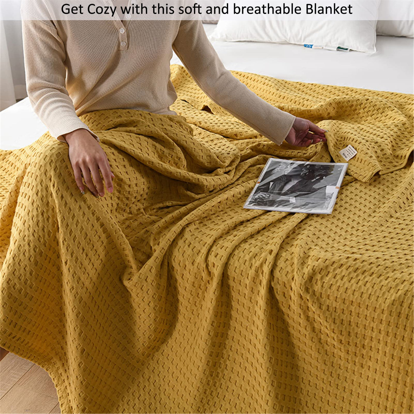 Bedspread cotton waffle pique cuddly blanket