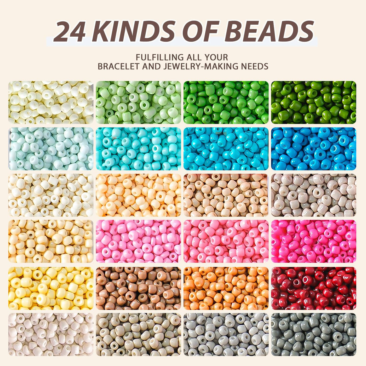 24 Color DIY Make Beads for Bracelets Set,with Golden Letter Beads DIY