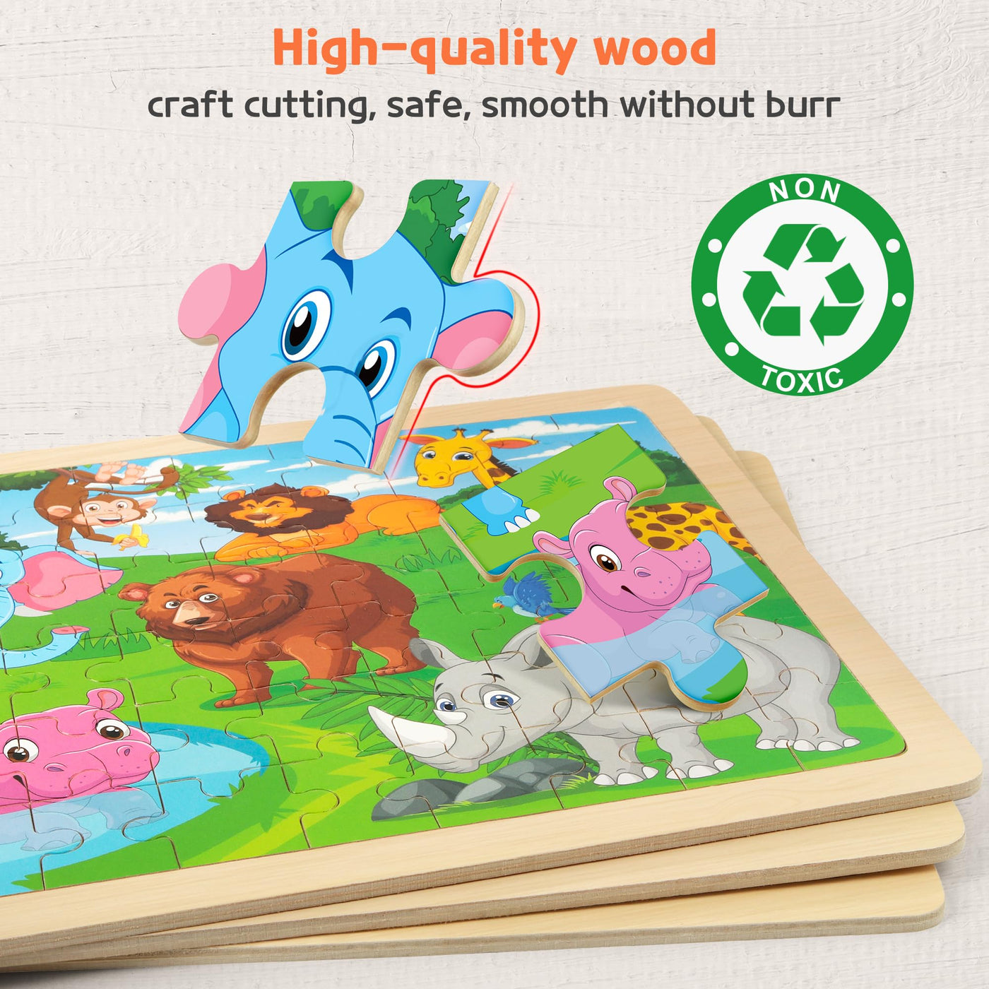 Children's animal wooden puzzle, preschool Educational toy