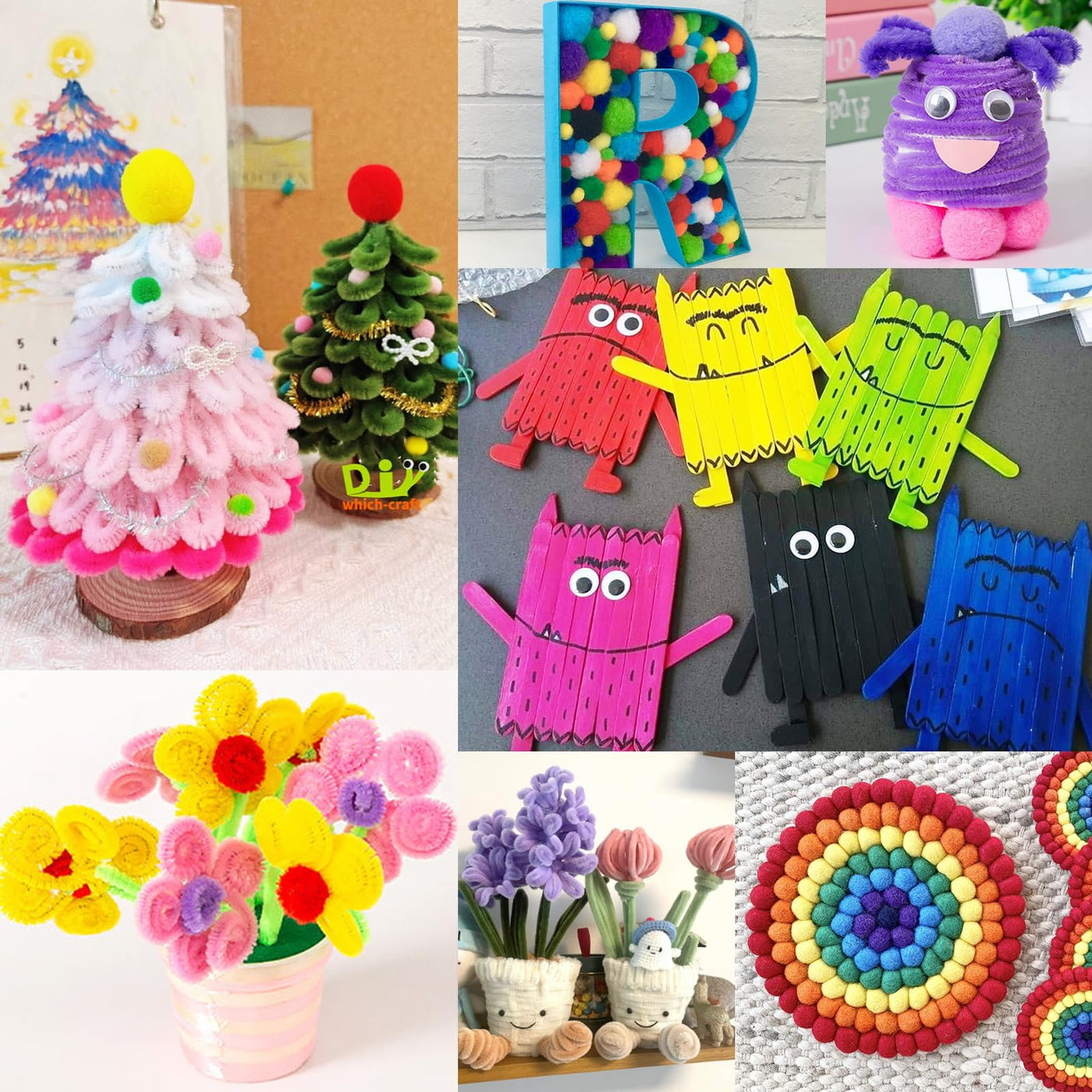 Craft supplies for crafting Material for crafting with paper, foam rubber, pipe cleaners, wiggly eyes, pompoms, buttons