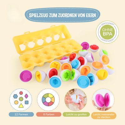 Plastic eggs for matching shapes and colors - Promotes creativity