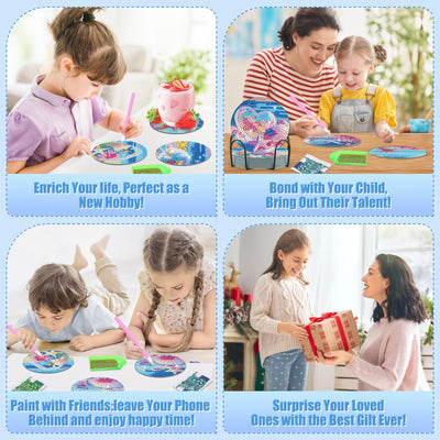 6 PCS Diamond Painting Coasters with Holder