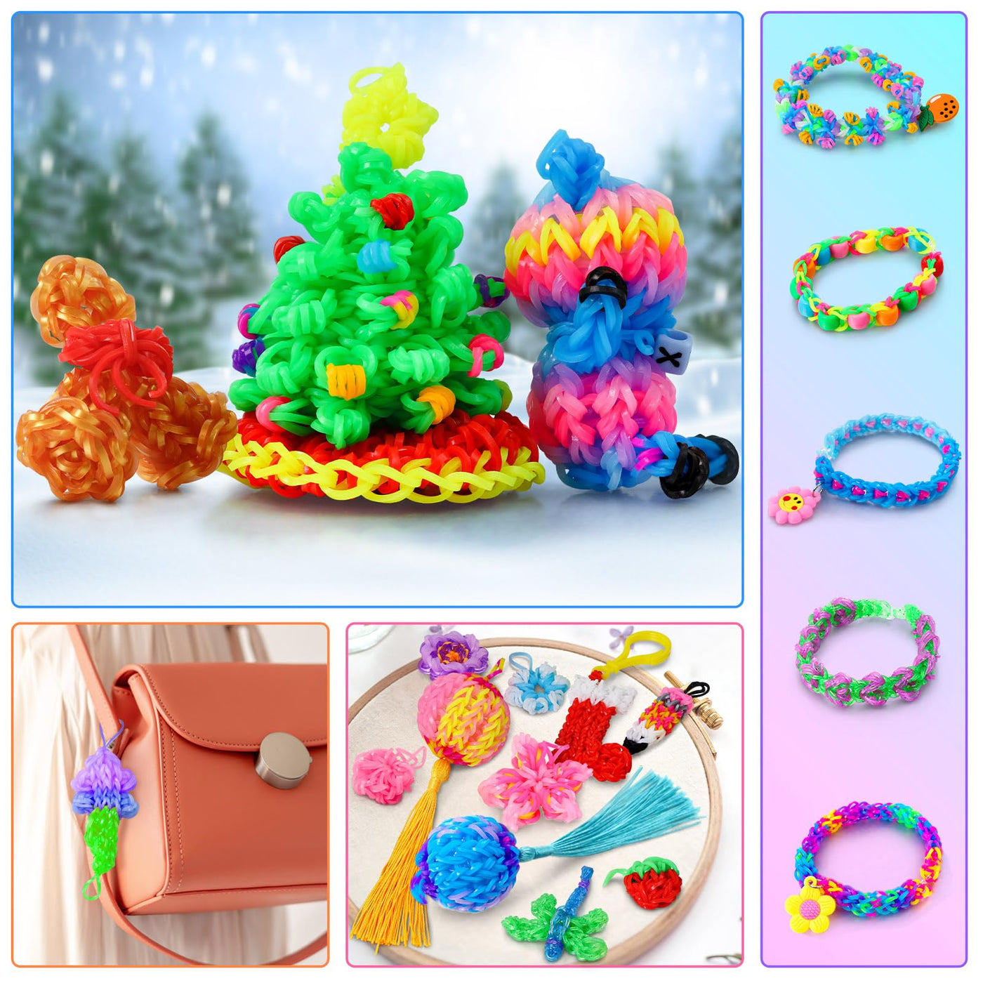 45 Farben Webstuhlbänder Kit mit 3-lagiger Aufbewahrungsbox, DIY Gummibänder Kit