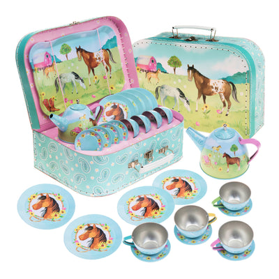 Service à thé en étain pour enfants et sac de transport, vaisselle pour enfants, cuisine ludique, 15 pièces