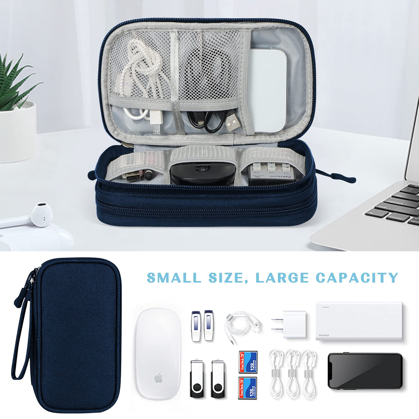 Electronic organizer, travel cable organizer, bag, electronic accessories, carrying bag, portable, waterproof, double-layered, all-in-one storage bag for cables