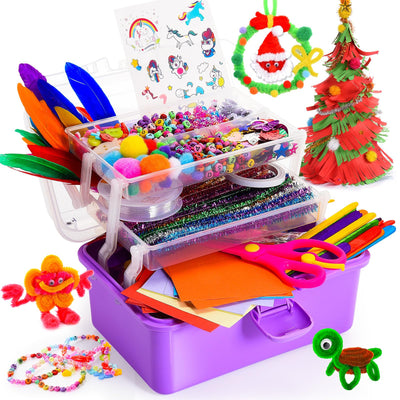 Bastelset für Kinder, 1127+Stücke Bastelkoffer für Kinder Bastelkoffer