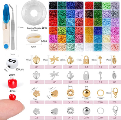 Perles pour Bracelets, 48 Couleurs de Perles pour Enfiler des Perles