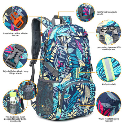 Packable Backpack Ultralight Foldable Backpack Waterproof Hiking Daypack Safe Reflective Design Hiking Backpack