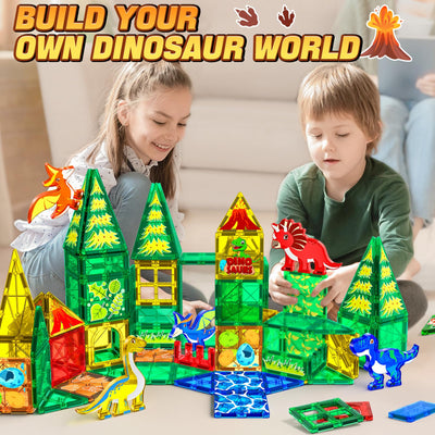 Magnetic tiles children's toy dinosaur toy, STEM magnetic building blocks