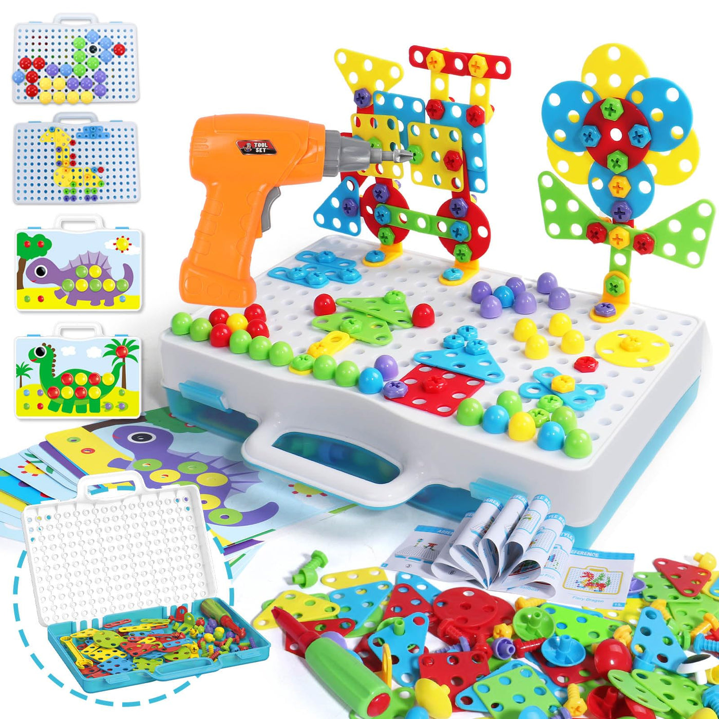 Jeu de mosaïque avec perceuse électrique Boîte à outils STEM pour enfants