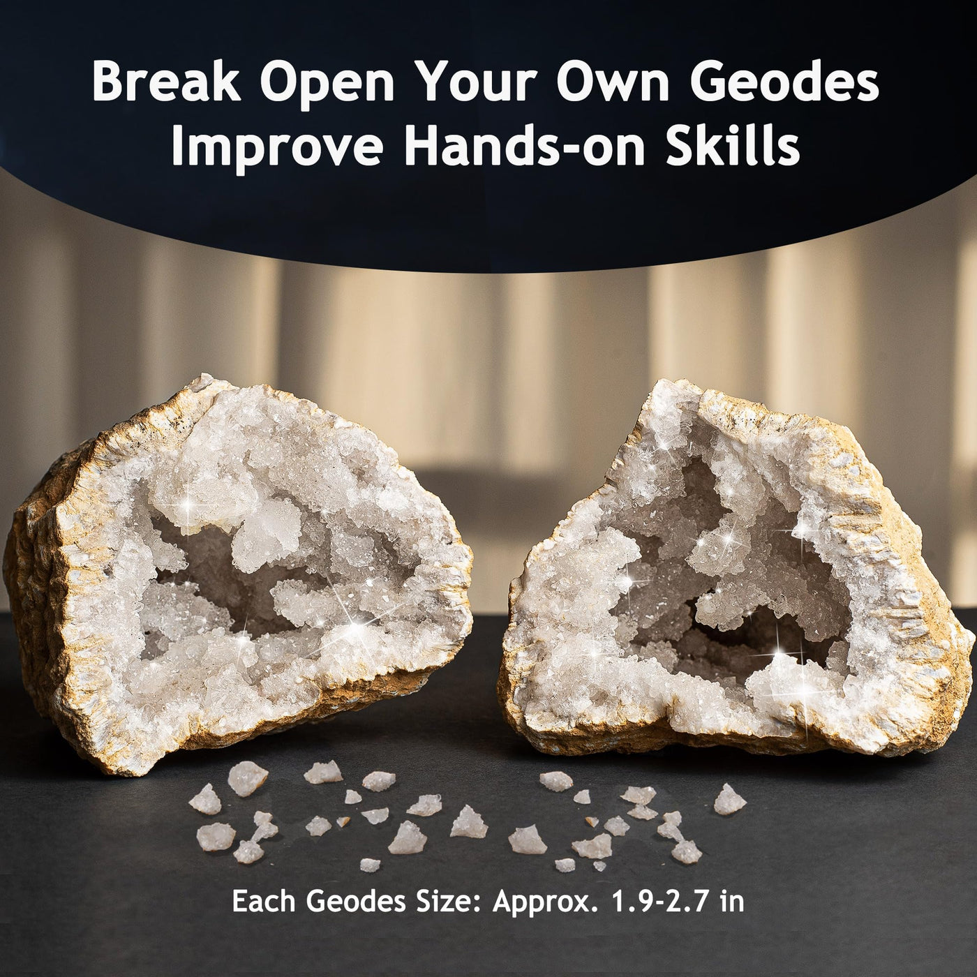 Excavation set for children, STEM science toy gems excavation, geodes to break open set, crystals growing kit