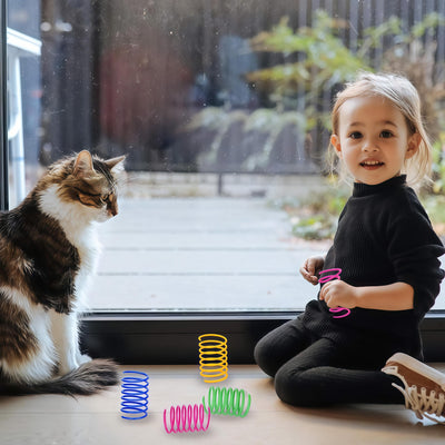 Jouet pour chat 100 pièces, plumes spirales créatives en plastique coloré