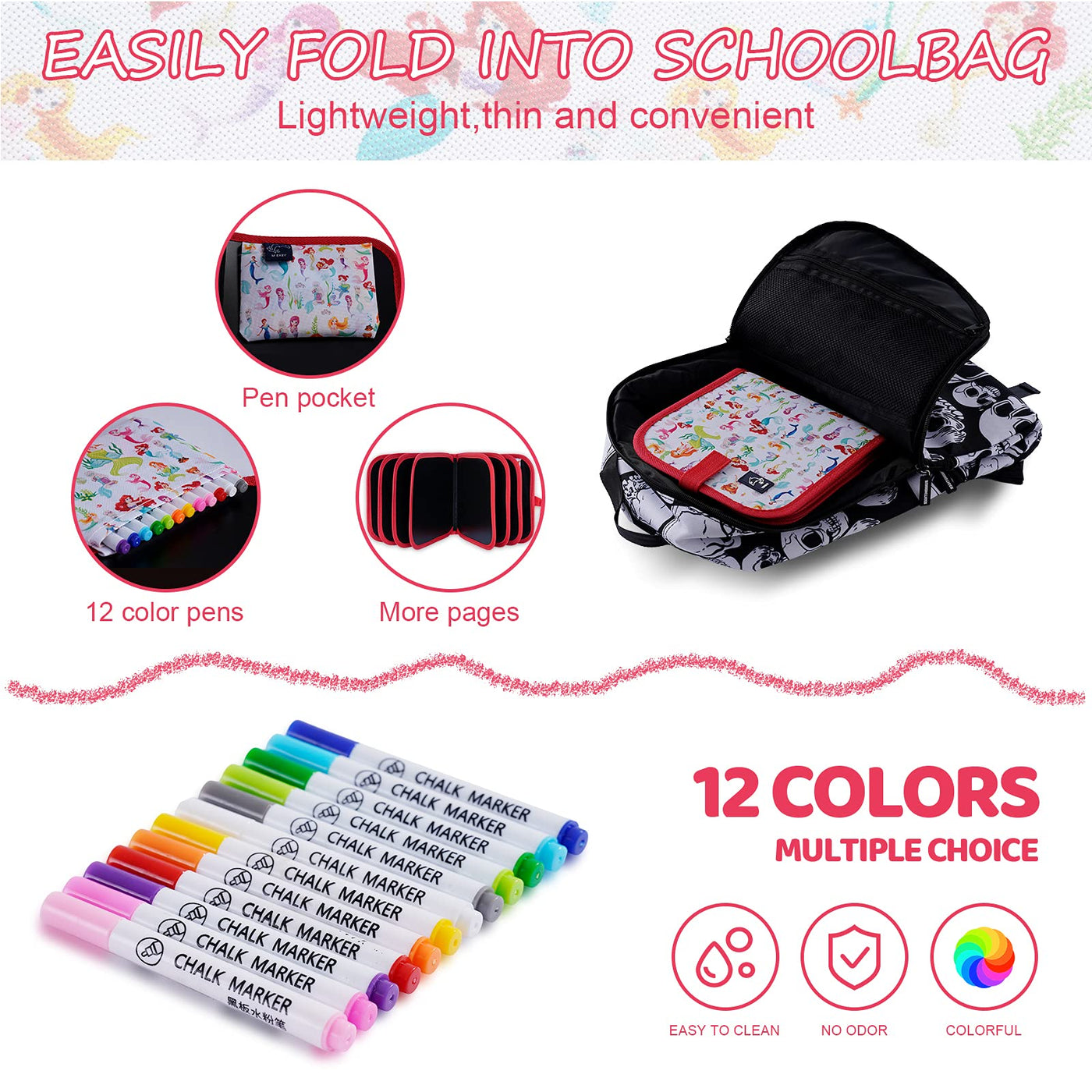 Wipe-off coloring book for children, portable graffiti drawing board