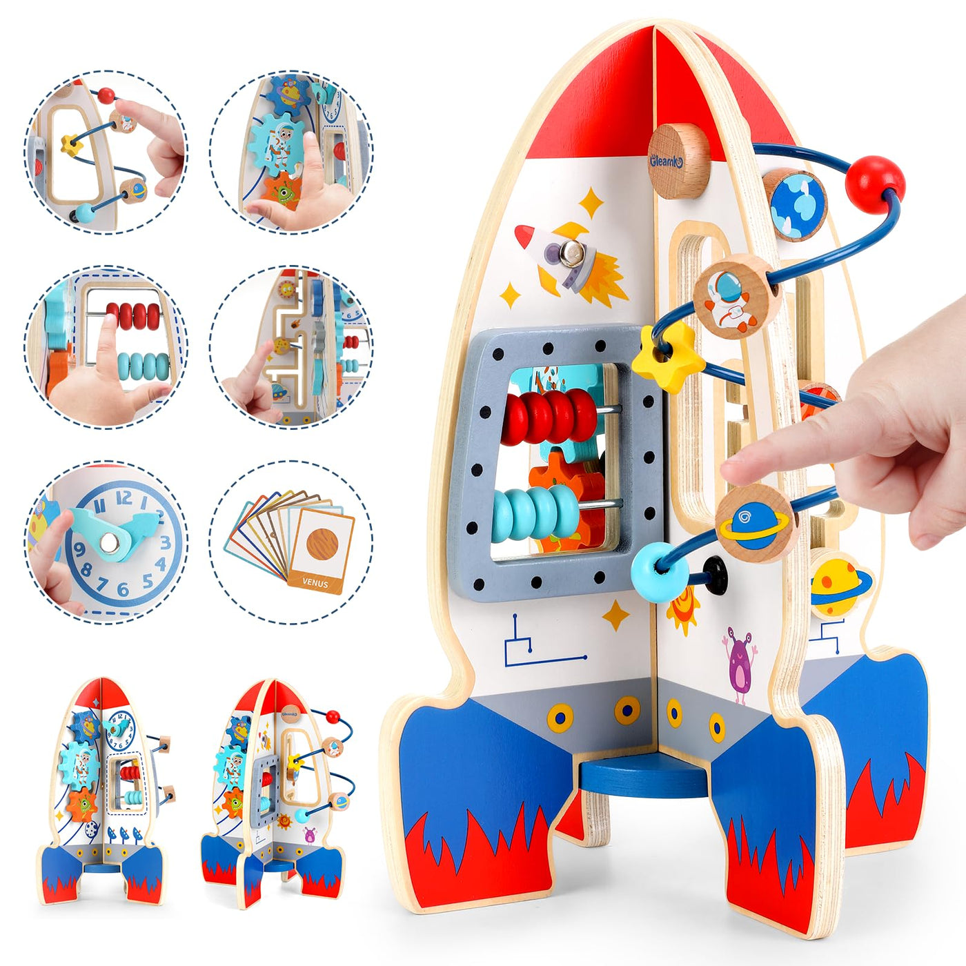 Raketenspielzeug Motorik-Würfel, Baby-Holzspielzeug, Motorik-Würfel, 6-in-1