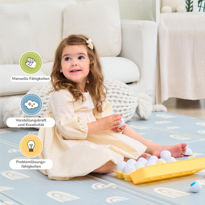 Plastic eggs for matching shapes and colors - Promotes creativity