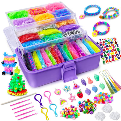 45 Farben Webstuhlbänder Kit mit 3-lagiger Aufbewahrungsbox, DIY Gummibänder Kit