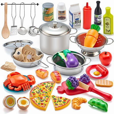52pc Kids Kitchen Playset with Play Food