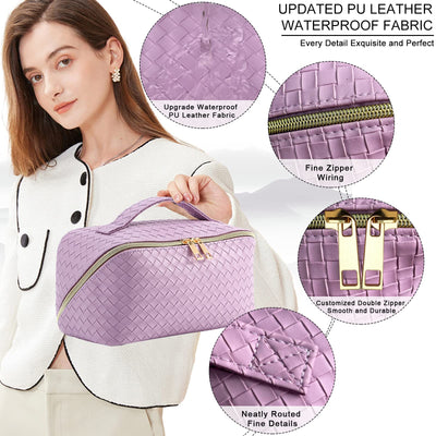 Sac cosmétique de voyage, trousse de beauté en cuir PU, grande trousse de maquillage