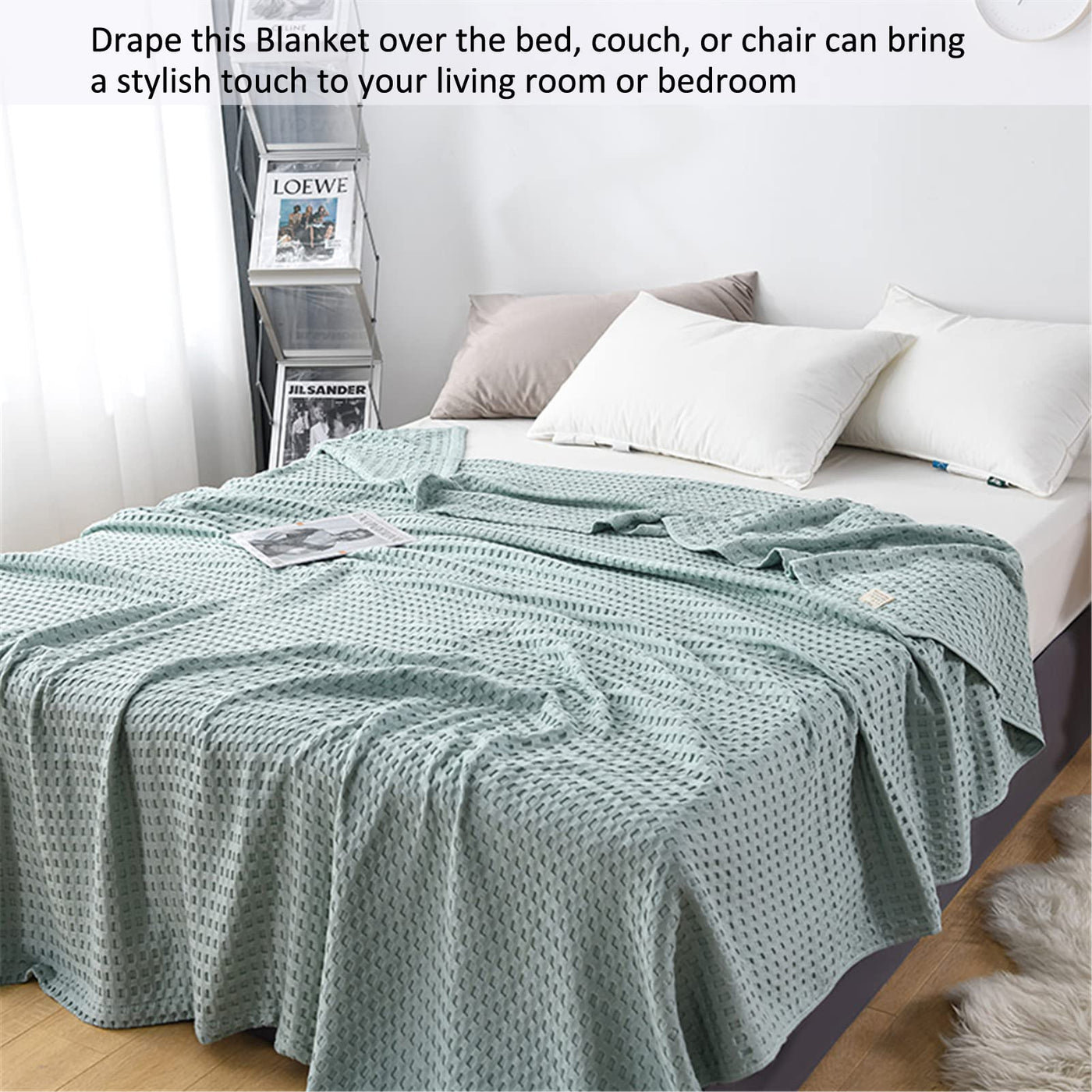 Bedspread cotton waffle pique cuddly blanket