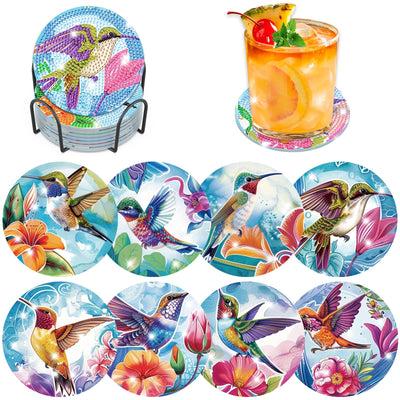 8 PCS Diamond Painting Coasters with Holder