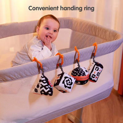 High contrast baby toy, stroller toy for car seat baby plush rattles rings hanging toy