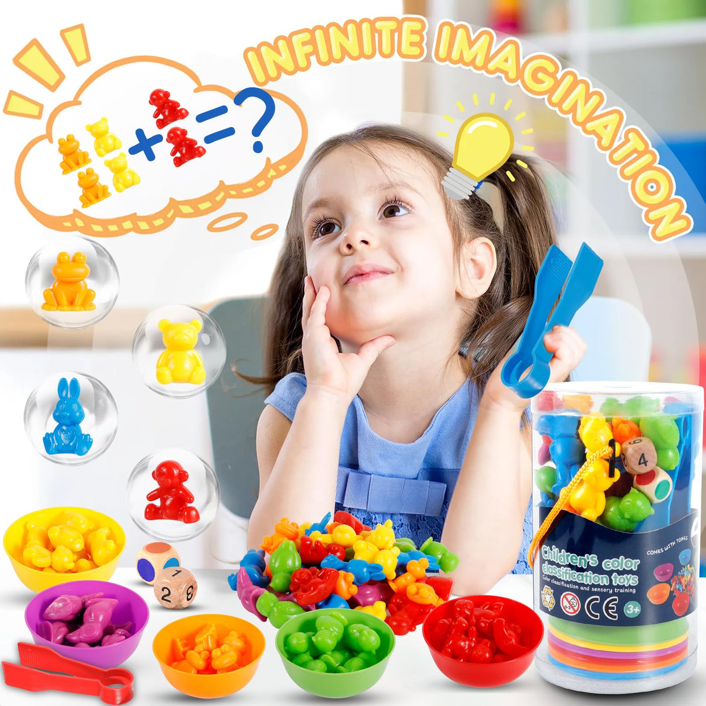 Toys Matching sorting cups and tweezers for children