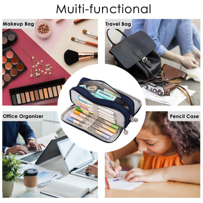 Pencil case for school with 3 compartments, large capacity, pencil case, stationery, organizer, cosmetic bag