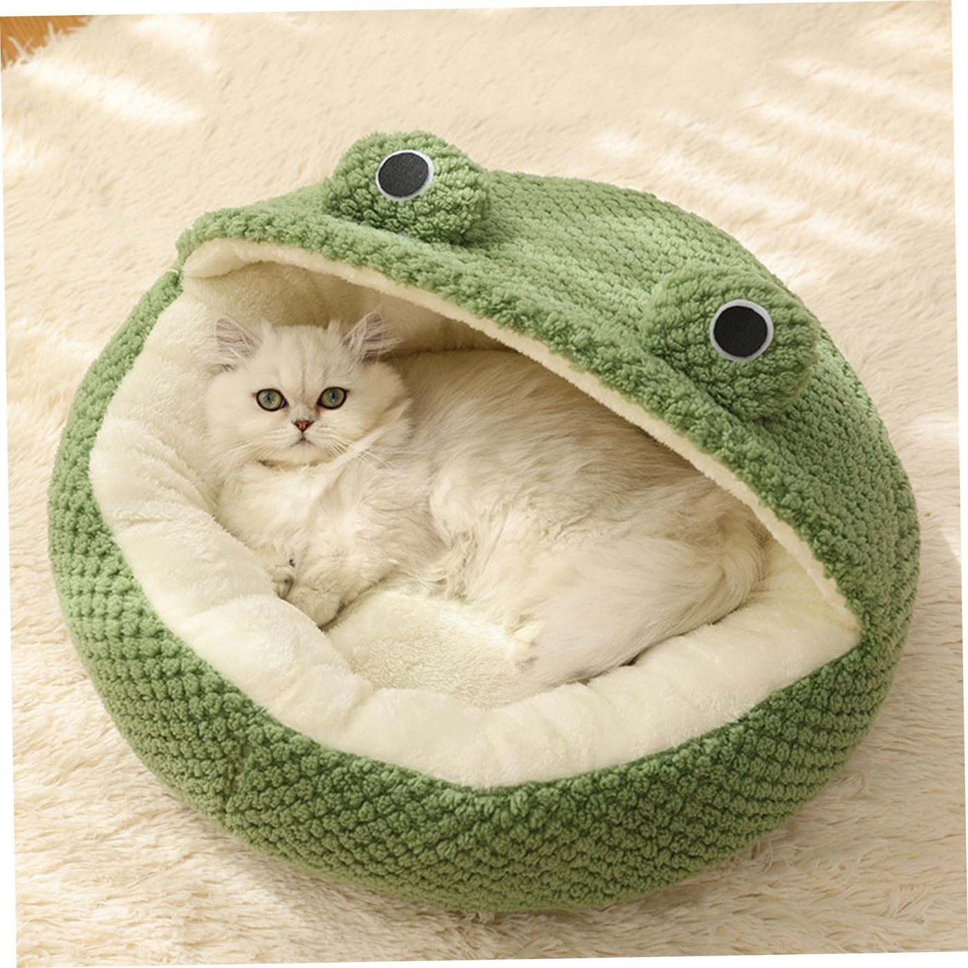 Lit de Chat Grenouille Long Peluche Hiver Automne Thermique Mignon