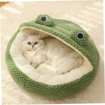 Lit de Chat Grenouille Long Peluche Hiver Automne Thermique Mignon