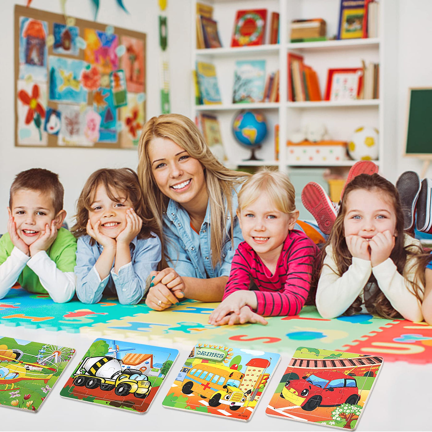 Holztierpuzzle mit 9 Teilen und Ordnungsbeutel für jedes Puzzle für Kinder