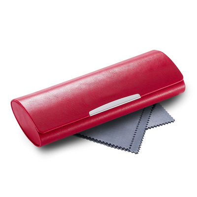 Grand étui à lunettes rigide de couleur avec application chromée