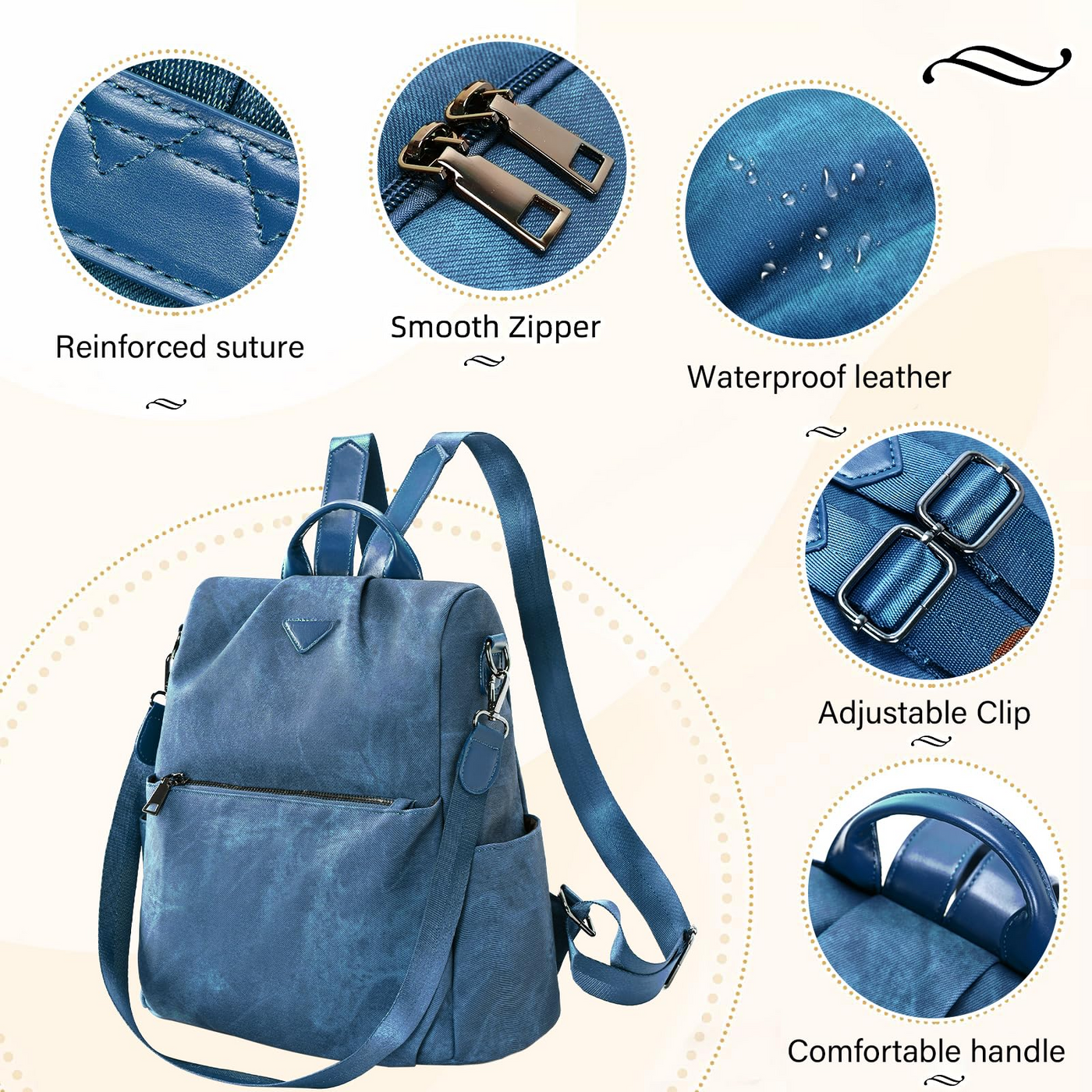 Backpack small,vegan leather city backpack,backpack handbag anti-theft,elegant daypack for office,commuting,work