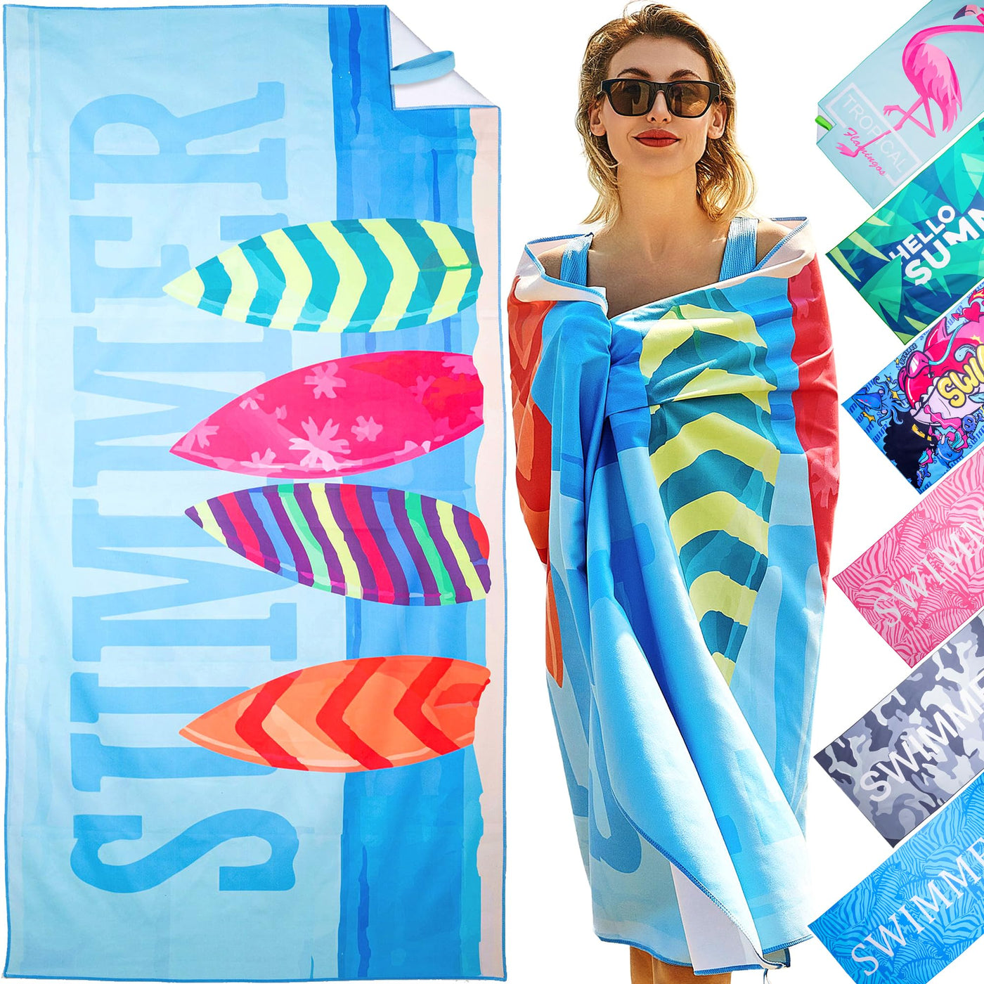 Serviette de plage Large, serviette en microfibre