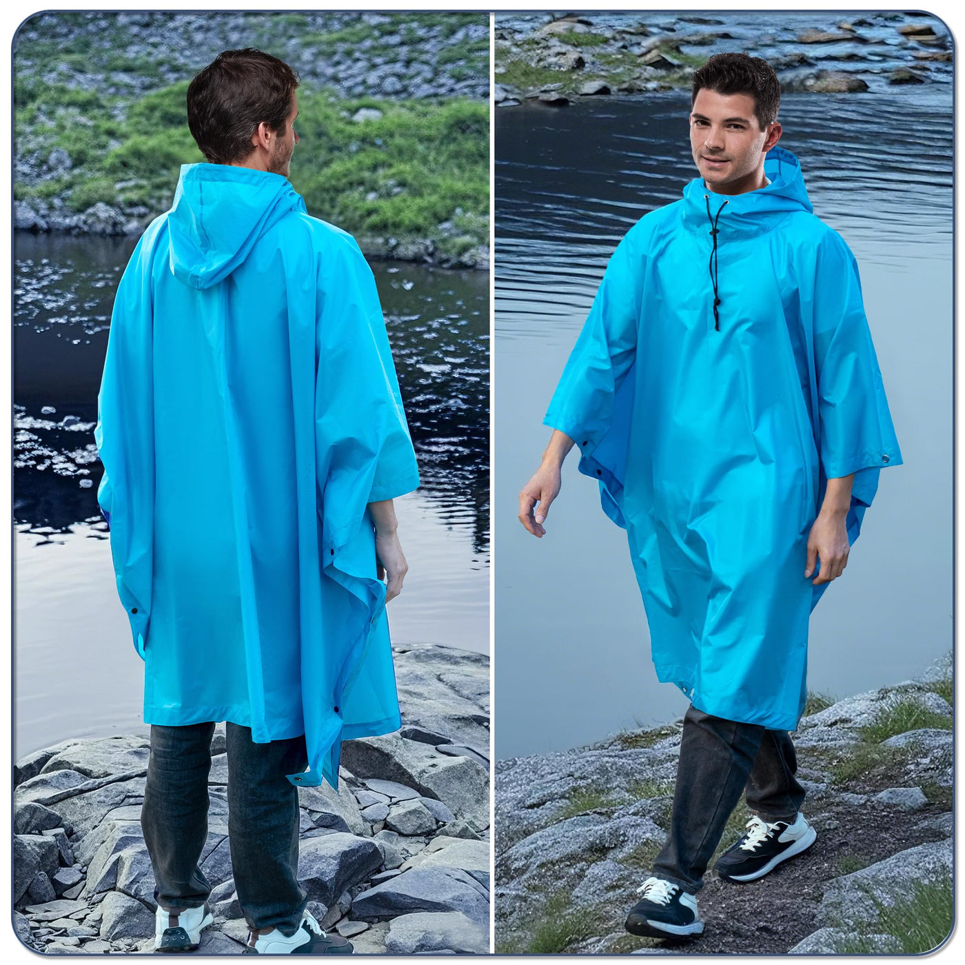 Rain Poncho Waterproof Rain Cape with Hood
