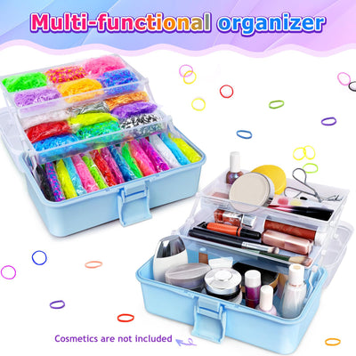 45 Farben Webstuhlbänder Kit mit 3-lagiger Aufbewahrungsbox, DIY Gummibänder Kit