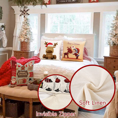 Christmas cushion cover set of 4 cushion covers decorative cushions linen cushion covers