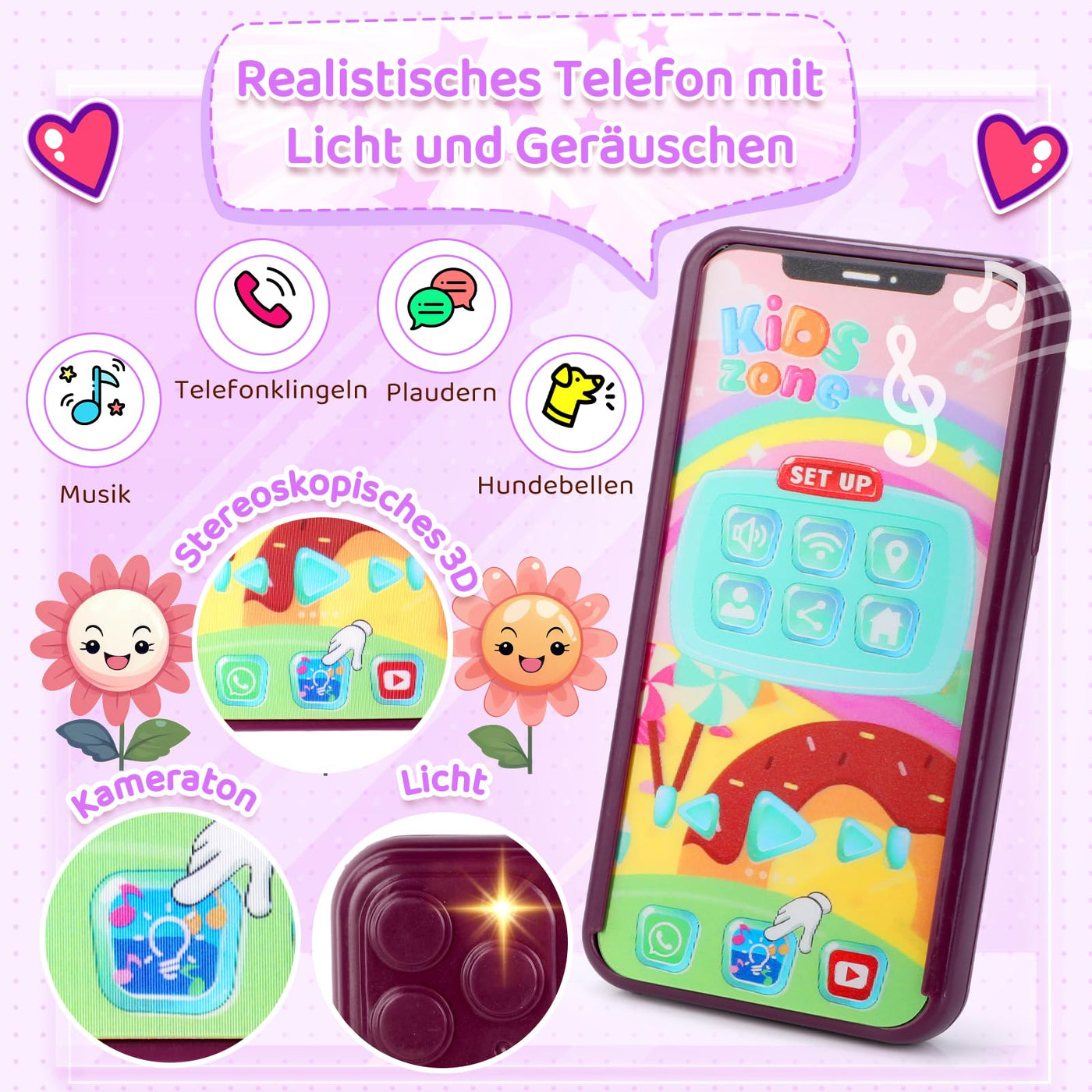 Sac à main pour enfants filles avec maquillage pretend - mon premier sac à main avec sac à main, téléphone portable, portefeuille, jouet de maquillage et plus encore