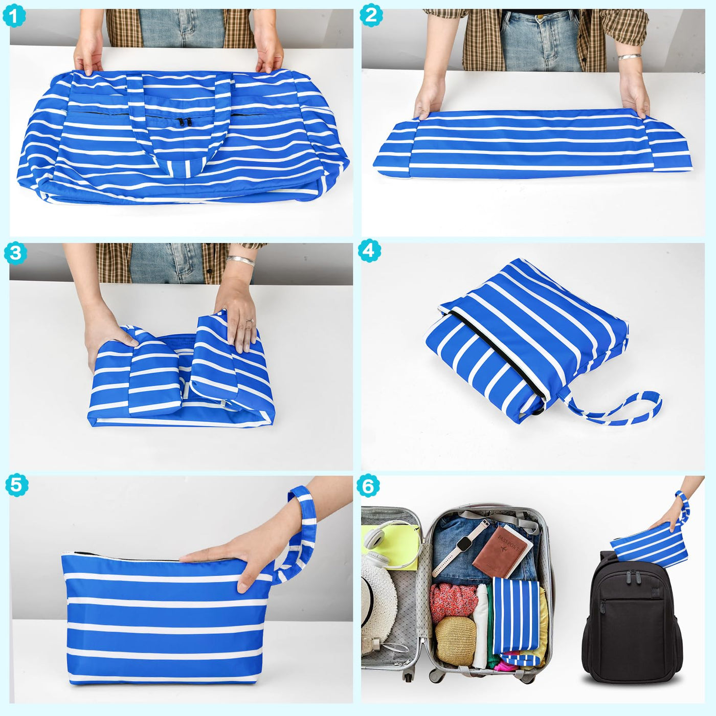 Grand sac de plage imperméable avec fermeture éclair