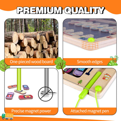 Jeu magnétique jeu de labyrinthe en bois jouet pour enfants jouet d'apprentissage de l'alphabet jouet de motricité