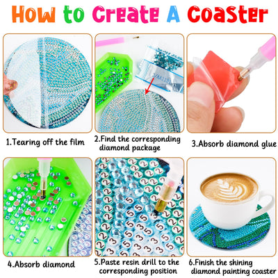 10pcs Diamond Painting Coasters With Holder
