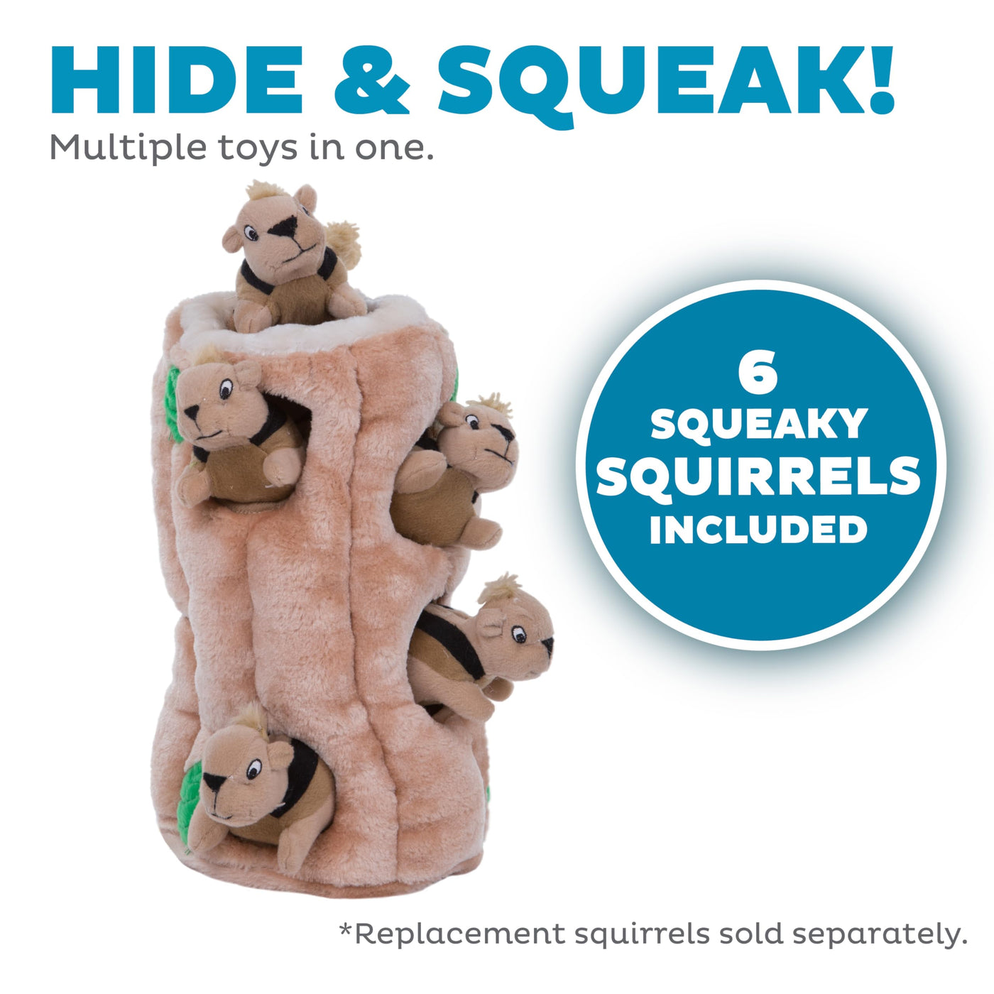 Jouet en peluche pour chien Hide-A-Squirrel Squeaky Puzzle - Cache-cache écureuil pour chiens, XL