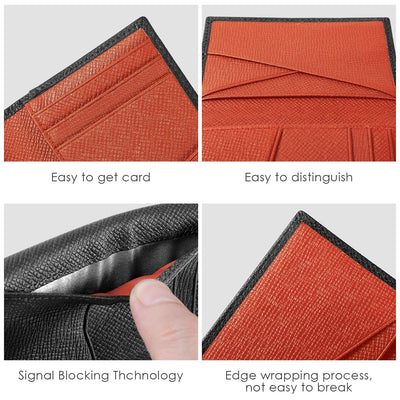 Portefeuille avec porte-cartes de crédit, portefeuille fin avec protection RFID, portefeuille en cuir véritable 9 compartiments