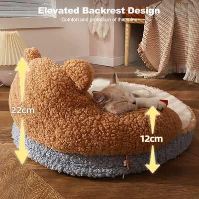 Lit Rond pour Animaux de Compagnie pour Chats et Chiots, Lit Chaud et Confortable pour Animaux de Compagnie, Lit pour Chat Amovible et Lavable, Canapé pour Chat pour Chat d'Intérieur et d'Extérieur