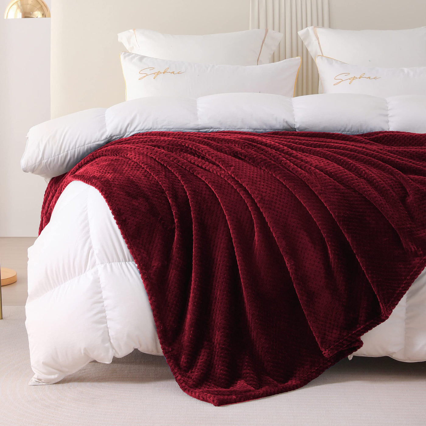 Couverture douillette Couverture en polaire super douce et chaude pour le canapé et le lit avec motif gaufré, couverture douillette et confortable