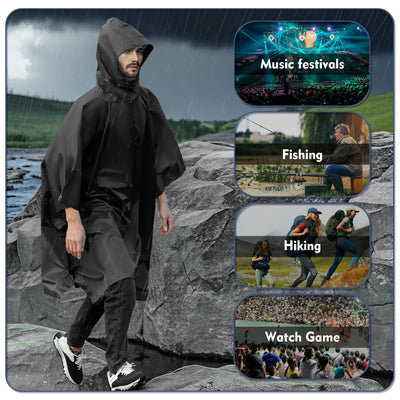 Rain Poncho Waterproof Rain Cape with Hood