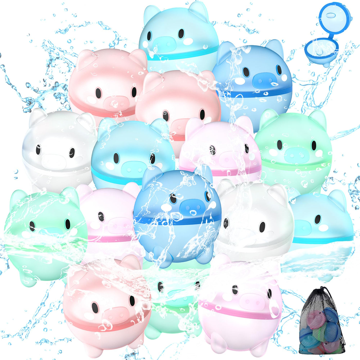 16 pièces de ballons d'eau réutilisables pour enfants et adultes, ballons d'eau à fermeture automatique